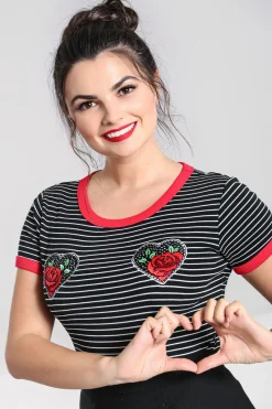 Hell Bunny Rose Heart Top Black Clearance