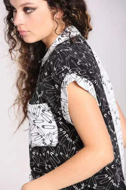 Hell Bunny Safety Pin Shirt Black Best