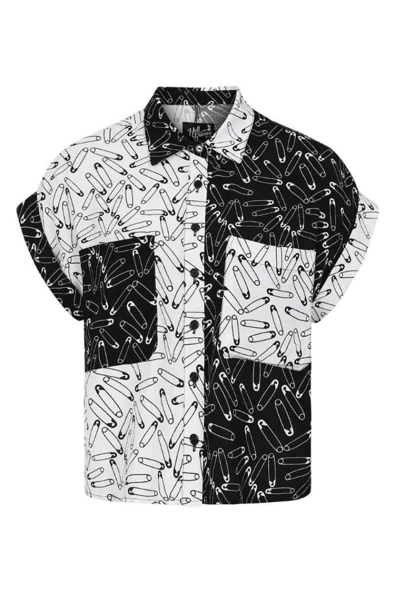 Hell Bunny Safety Pin Shirt Black Best