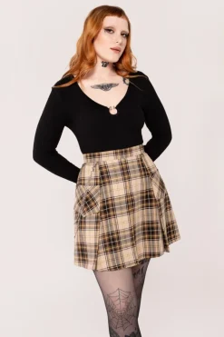 Hell Bunny Saffie Skirt Brown New