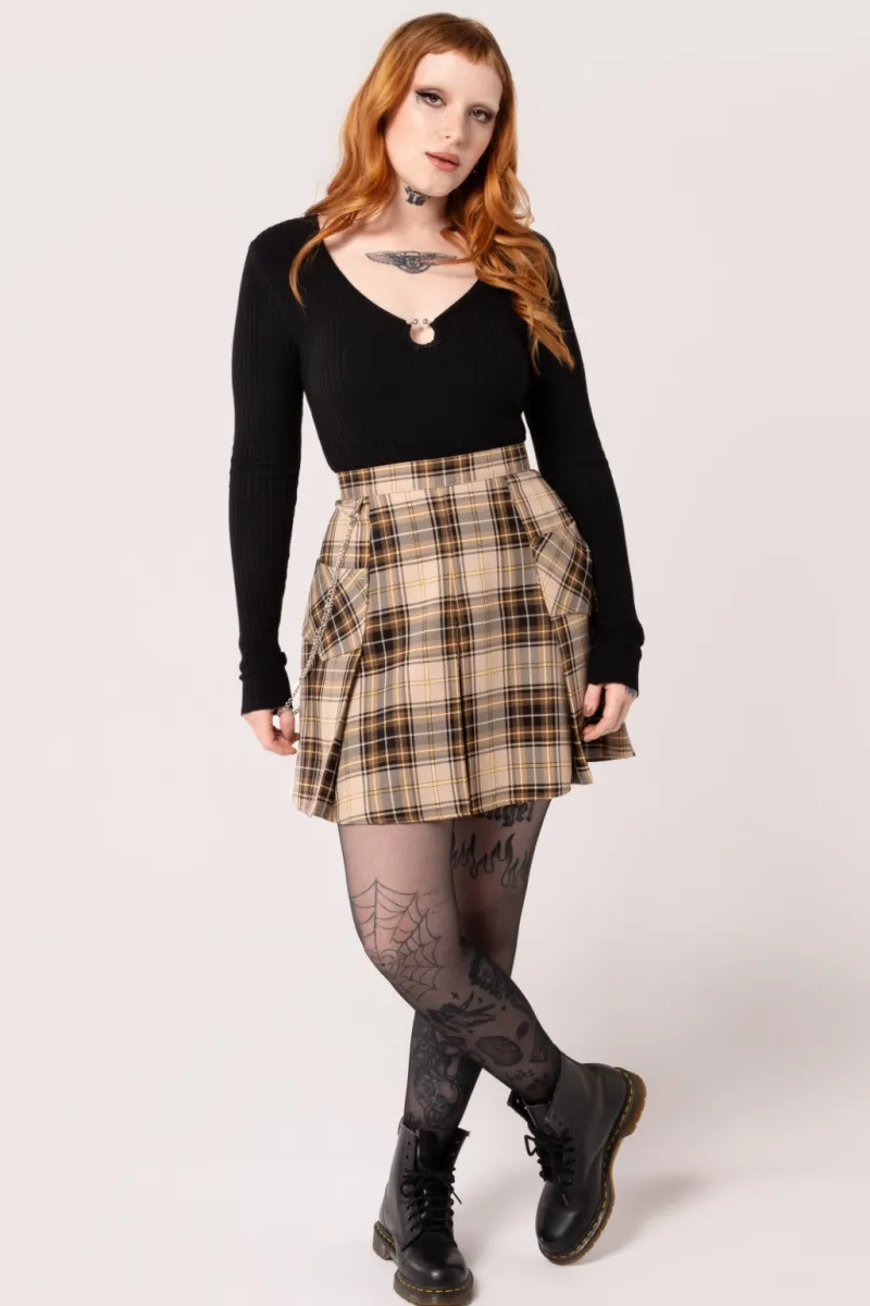 Hell Bunny Saffie Skirt Brown New