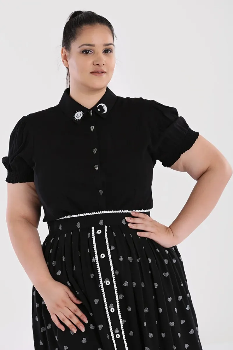 Hell Bunny Samara Blouse Black Hot