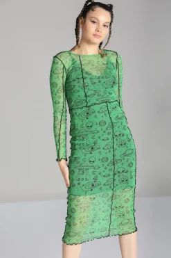 Hell Bunny Scully Dress Green Clearance
