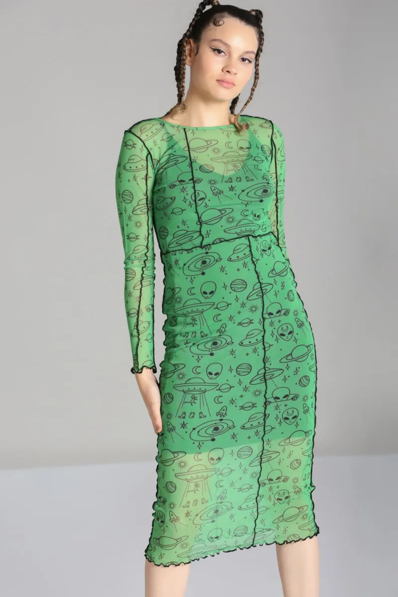 Hell Bunny Scully Dress Green Clearance