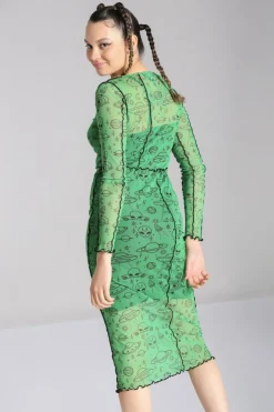 Hell Bunny Scully Dress Green Clearance