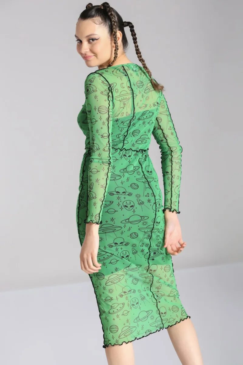 Hell Bunny Scully Dress Green Clearance
