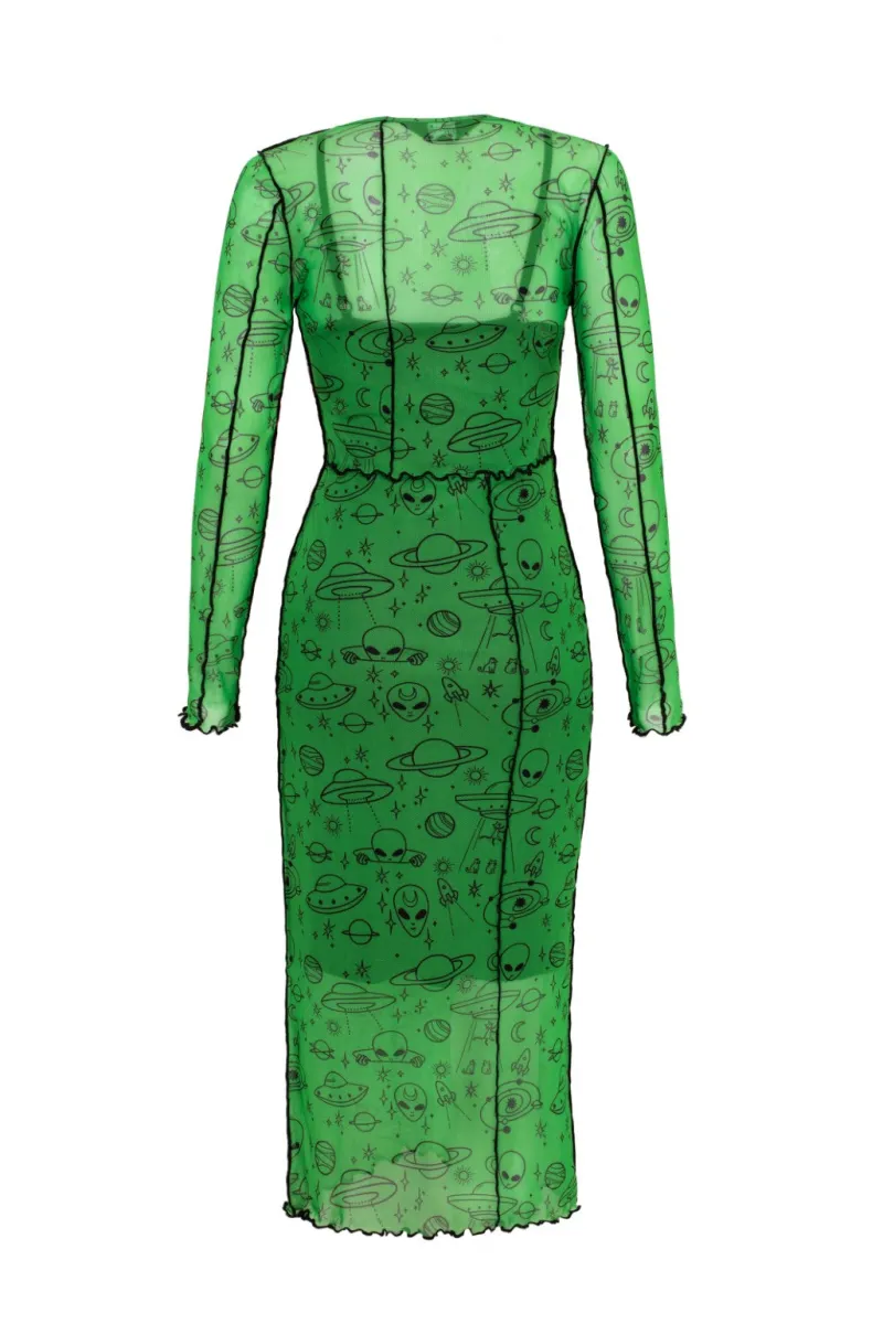Hell Bunny Scully Dress Green Clearance