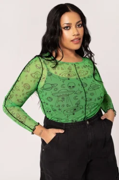 Hell Bunny Scully Top Green Clearance