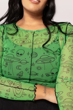 Hell Bunny Scully Top Green Clearance