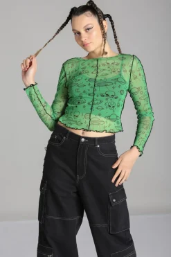 Hell Bunny Scully Top Green Clearance