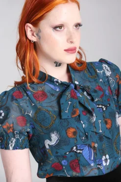 Hell Bunny Sianna Blouse Teal Best