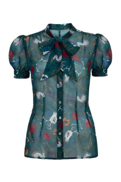 Hell Bunny Sianna Blouse Teal Best