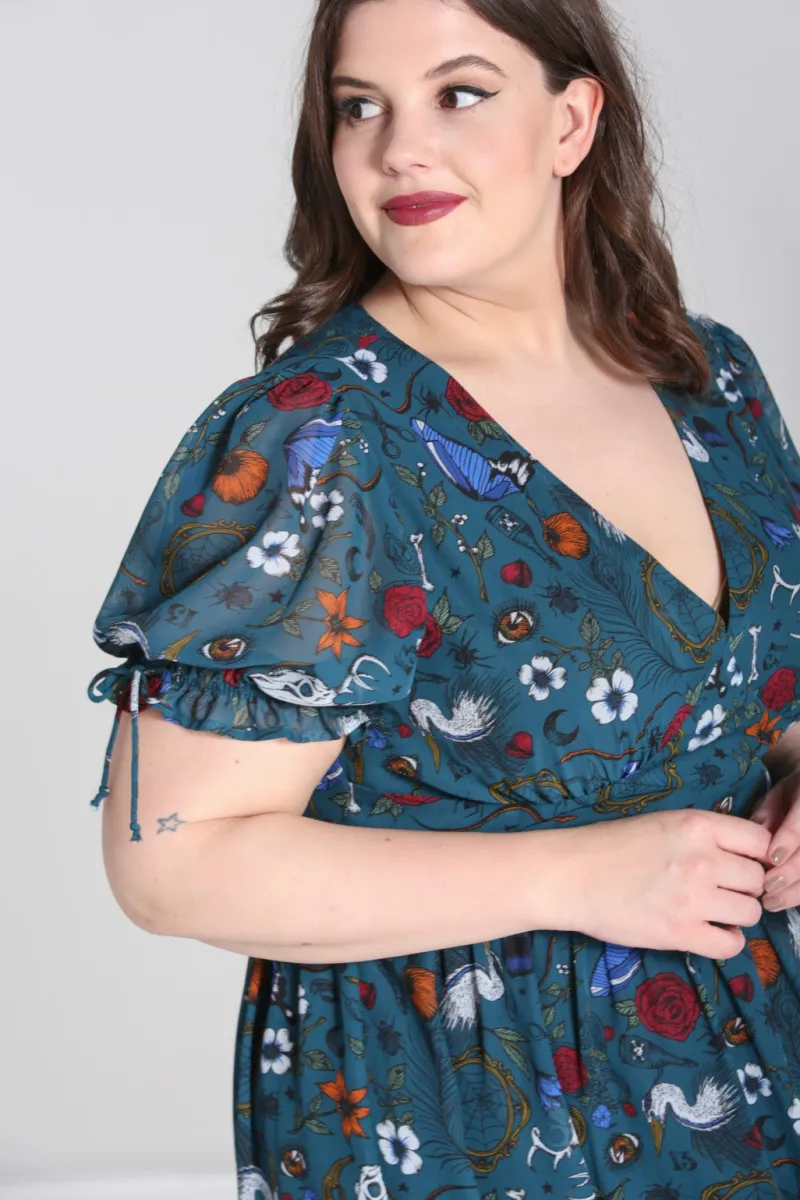 Hell Bunny Sianna Midi Dress Teal New
