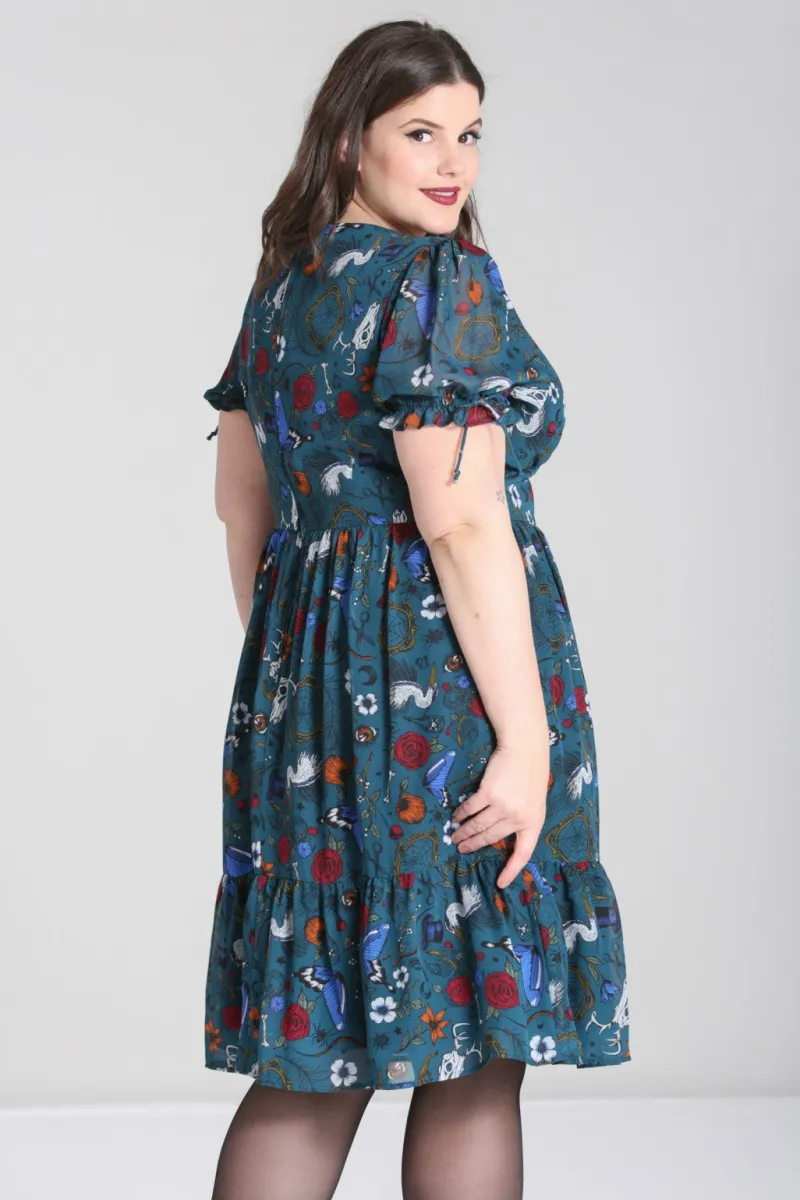 Hell Bunny Sianna Midi Dress Teal New