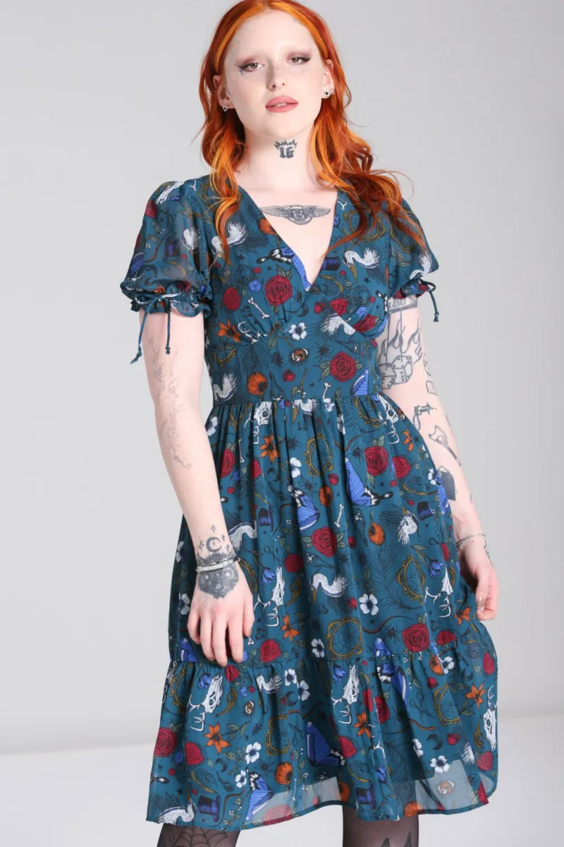 Hell Bunny Sianna Midi Dress Teal New