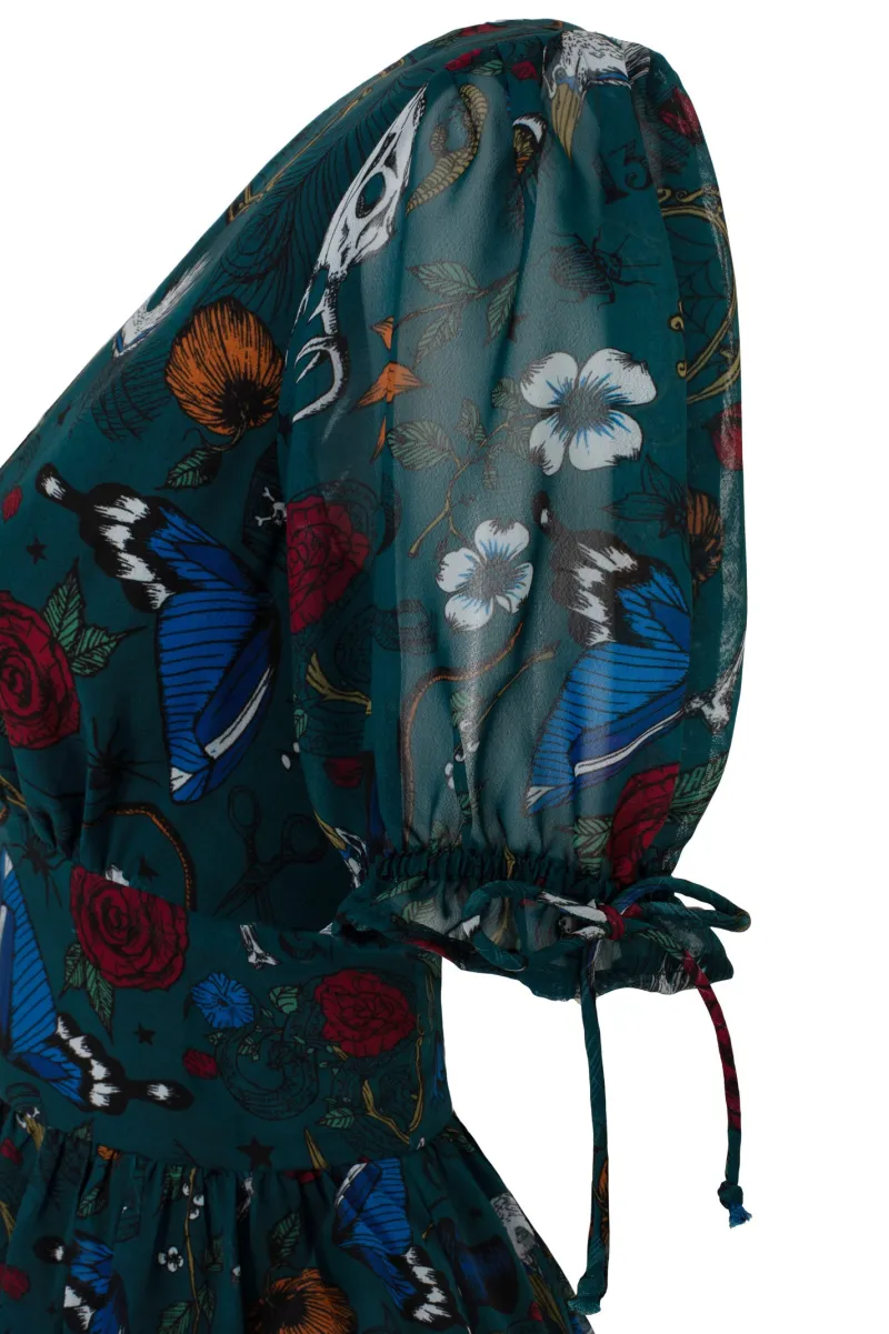 Hell Bunny Sianna Midi Dress Teal New