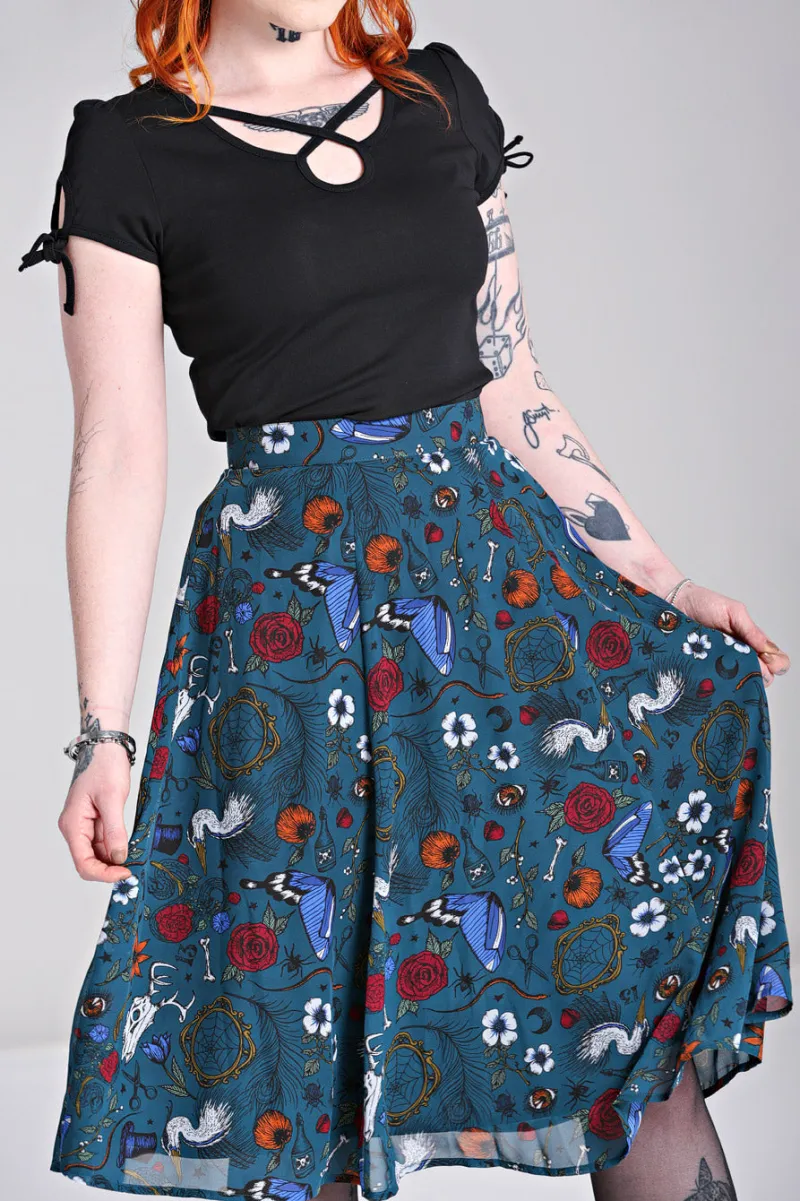 Hell Bunny Sianna Skirt Teal Outlet