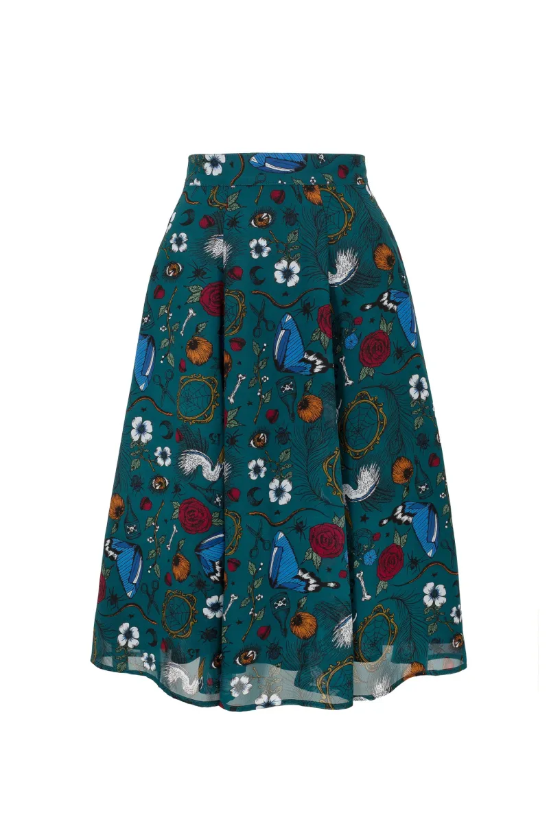 Hell Bunny Sianna Skirt Teal Outlet