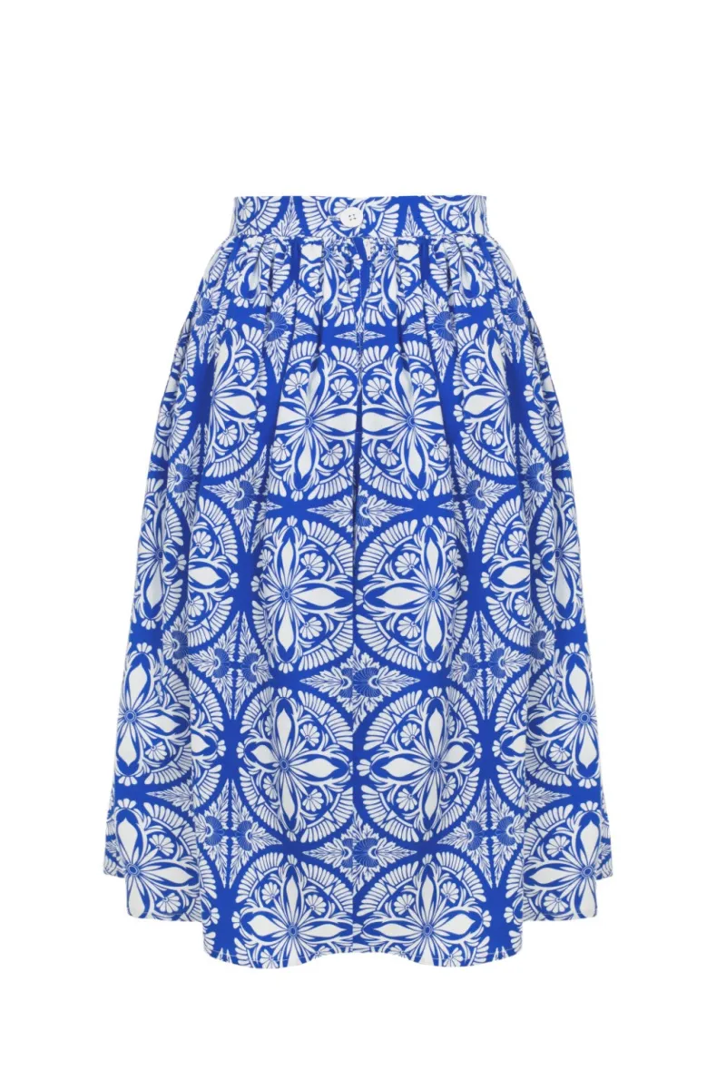 Hell Bunny Sicily Skirt Blue
