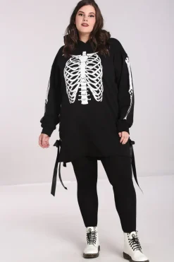 Hell Bunny Skeleton Hoodie Dress Black