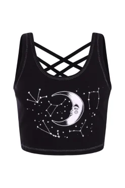 Hell Bunny Solaris Crop Top Black Discount