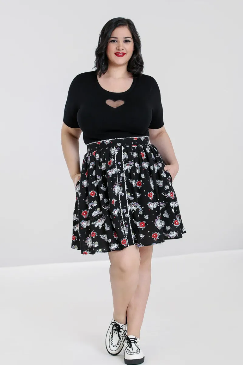Hell Bunny Star Catcher Mini Skirt Black New
