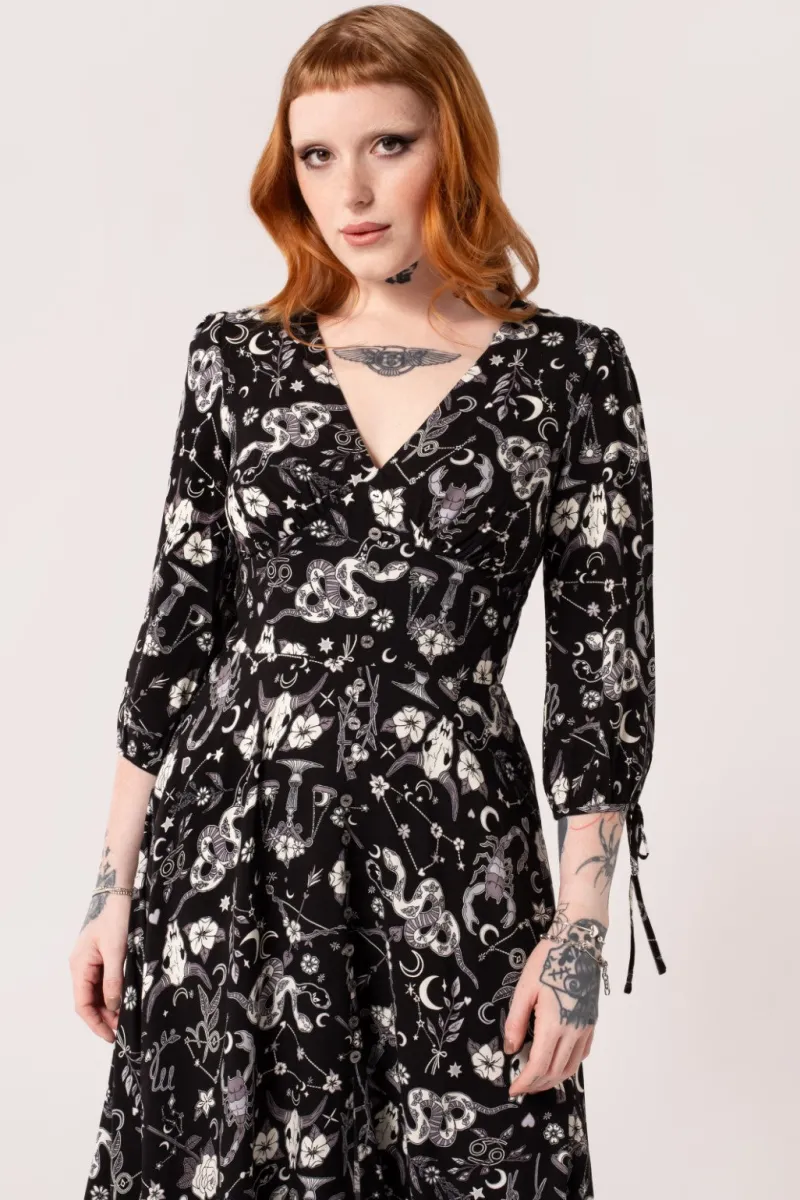 Hell Bunny Star Sign Midi Dress Black Outlet