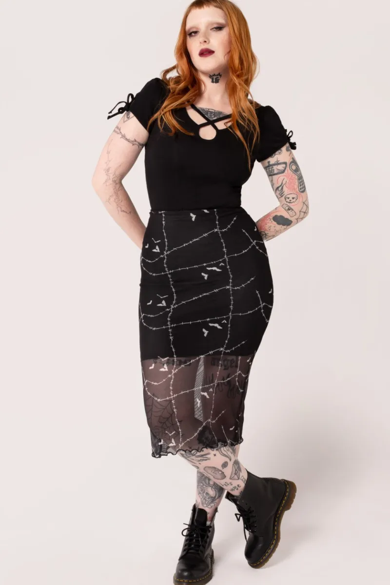 Hell Bunny Stitches Mesh Skirt Black Clearance