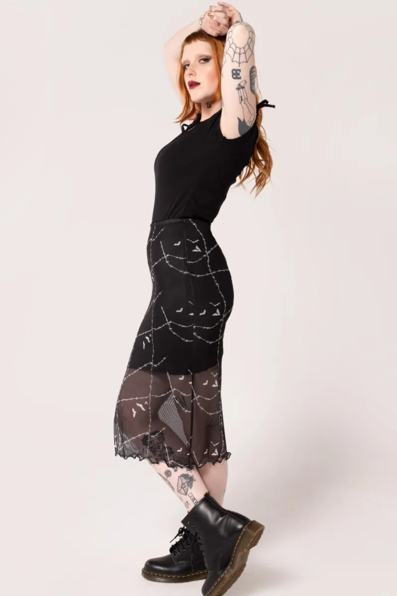 Hell Bunny Stitches Mesh Skirt Black Clearance