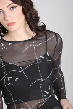 Hell Bunny Stitches Mesh Top Black Online