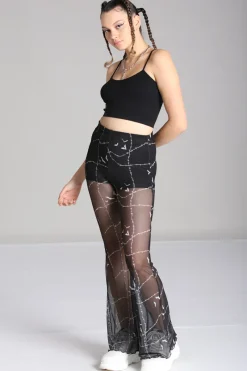 Hell Bunny Stitches Mesh Trousers Black New