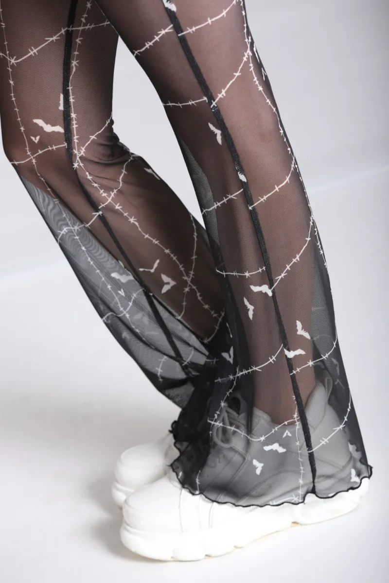 Hell Bunny Stitches Mesh Trousers Black New