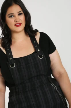 Hell Bunny Storm Pinafore Dress Grey Online