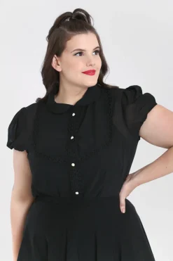 Hell Bunny Taffy Blouse Black Hot