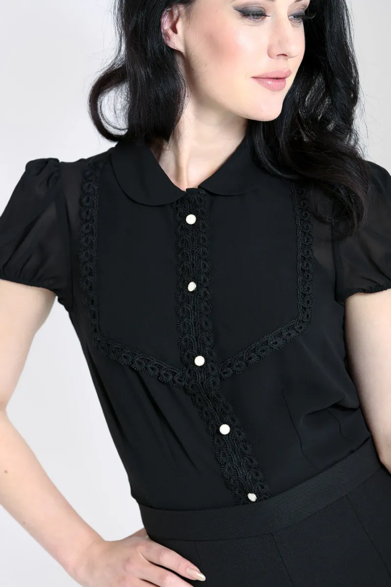 Hell Bunny Taffy Blouse Black Hot