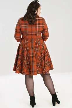 Hell Bunny Tawny Mid Dress Brown New