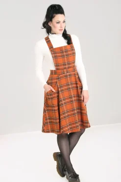 Hell Bunny Tawny Pinafore Dress Brown