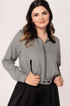 Hell Bunny Teddy Jacket Black/White Discount