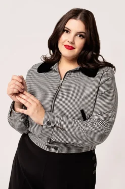 Hell Bunny Teddy Jacket Black/White Discount