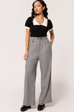 Hell Bunny Teddy Trousers Black/White Outlet