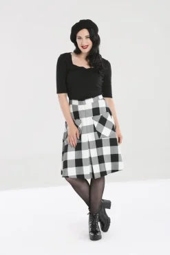 Hell Bunny Teen Spirit Mid Skirt Black-White Online