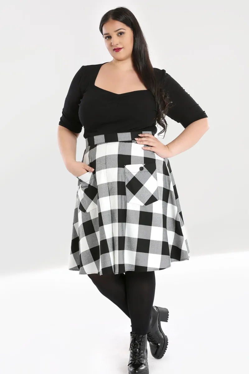 Hell Bunny Teen Spirit Mid Skirt Black-White Online