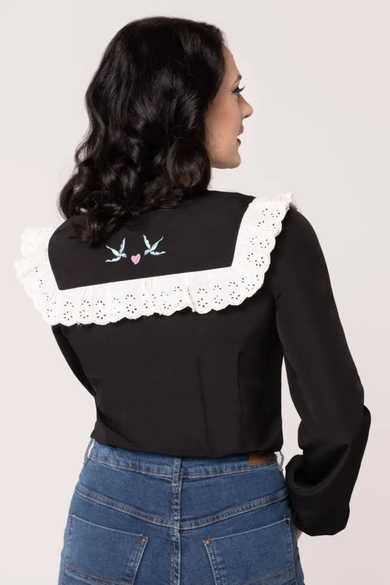 Hell Bunny Tessie Blouse Black Clearance