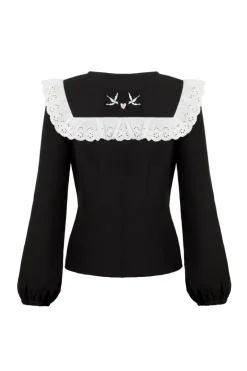Hell Bunny Tessie Blouse Black Clearance