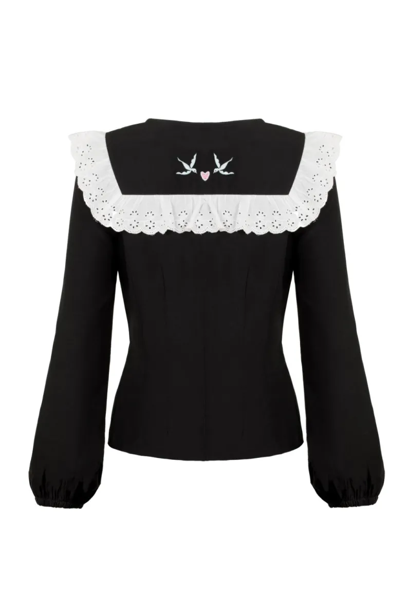 Hell Bunny Tessie Blouse Black Clearance
