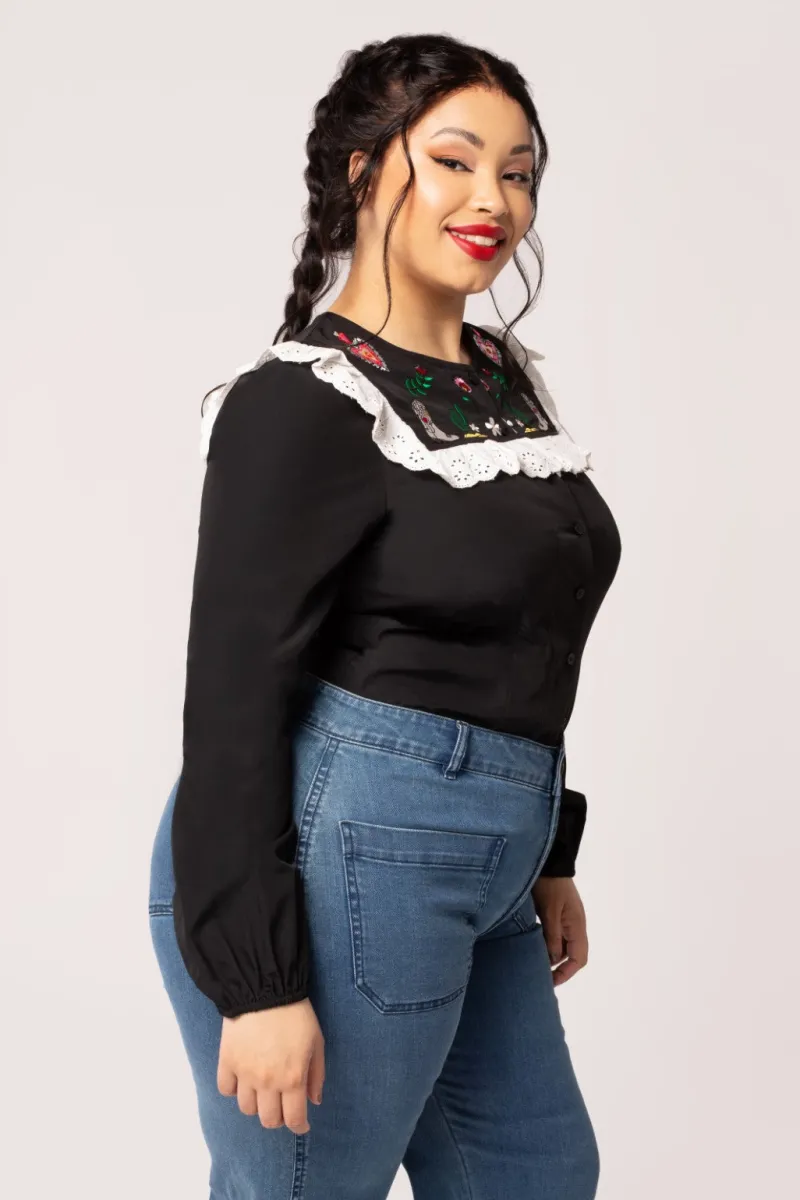 Hell Bunny Tessie Blouse Black Clearance