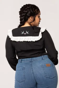 Hell Bunny Tessie Blouse Black Clearance