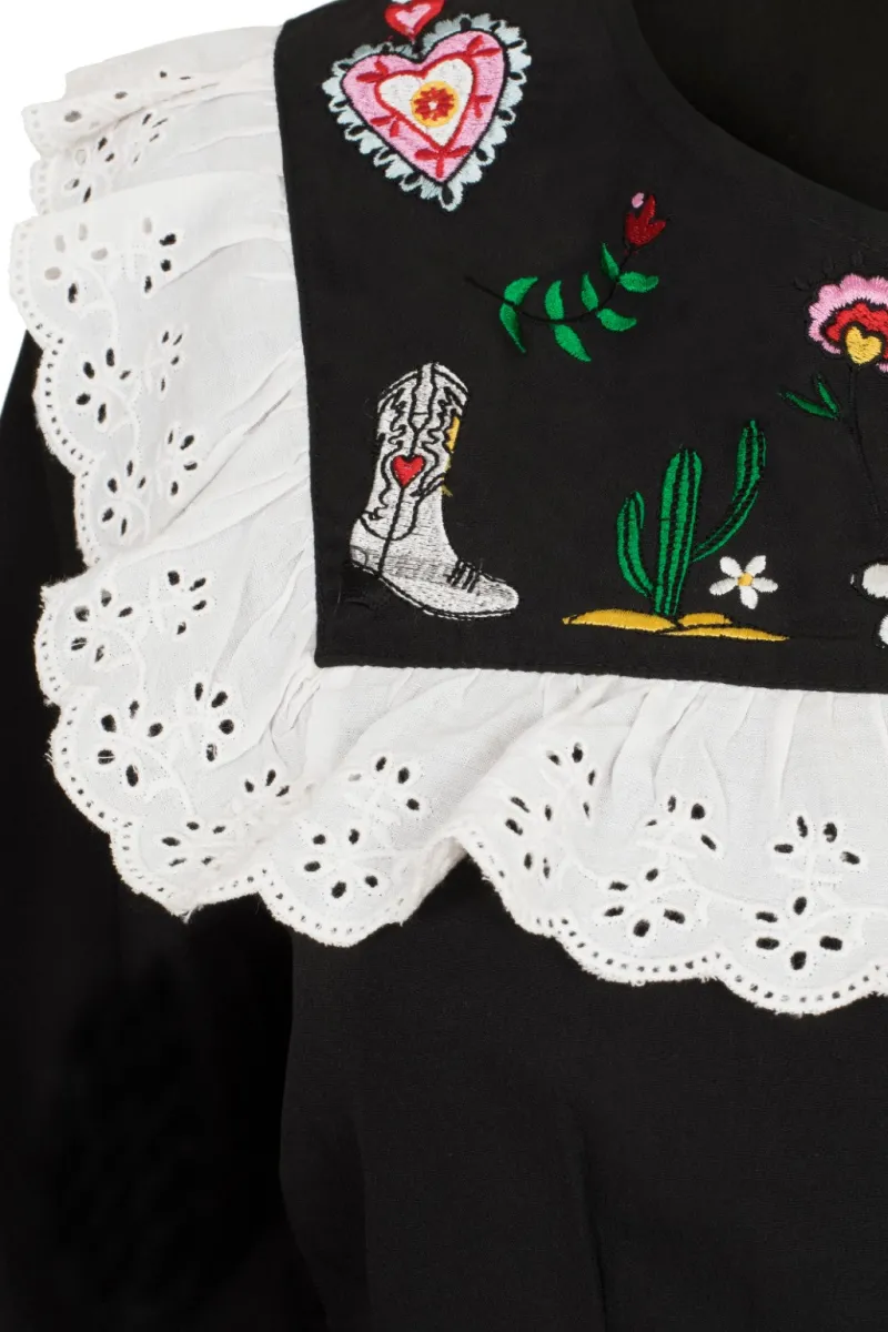 Hell Bunny Tessie Blouse Black Clearance