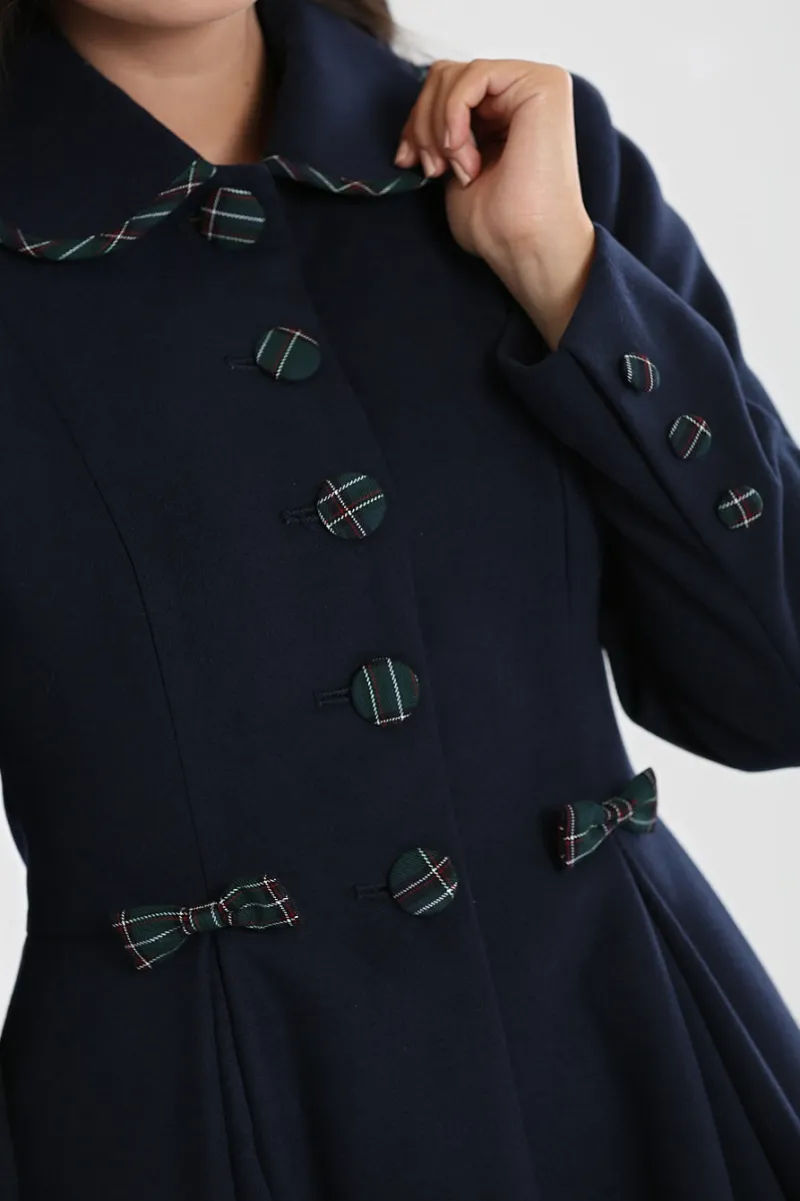 Hell Bunny Tiddlywinks Coat Navy Hot