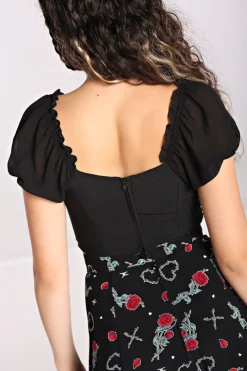Hell Bunny Tifa Crop Top Black Discount